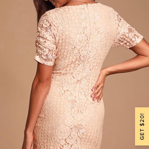 Lulus Pink Blush Lace Mini Dress with short sleeves NWOT - Picture 3 of 6